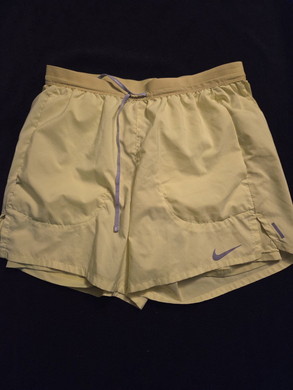 Nike Women's Light Yellow Running Shorts with Drawcord